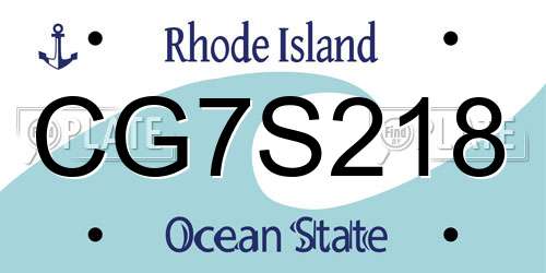 CG7S218 Rhode Island License Plate