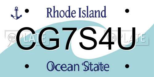 CG7S4U Rhode Island License Plate