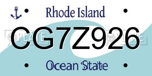 CG7Z926 Rhode Island License Plate