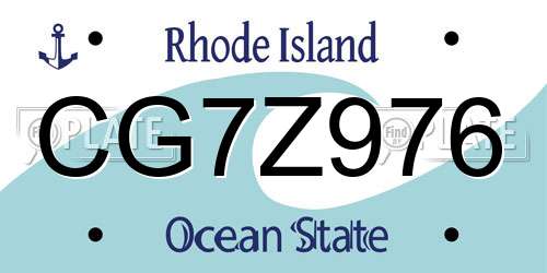 CG7Z976 Rhode Island License Plate