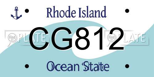 CG812 Rhode Island License Plate