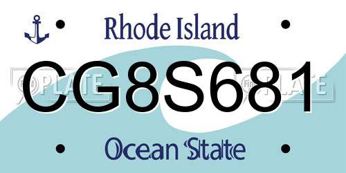 CG8S681 Rhode Island License Plate