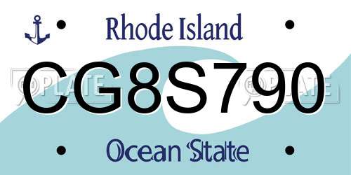 CG8S790 Rhode Island License Plate