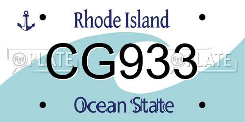 CG933 Rhode Island License Plate