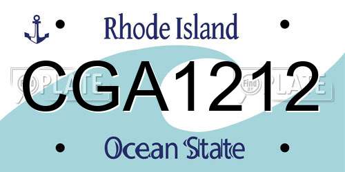 CGA1212 Rhode Island License Plate