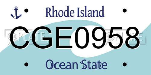 CGE0958 Rhode Island License Plate