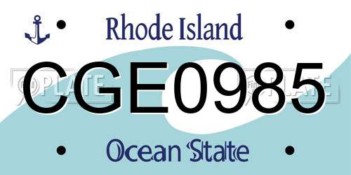 CGE0985 Rhode Island License Plate