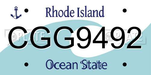 CGG9492 Rhode Island License Plate