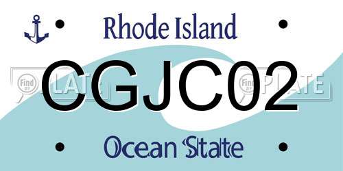 CGJC02 Rhode Island License Plate
