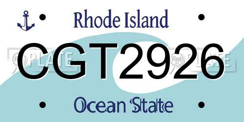 CGT2926 Rhode Island License Plate