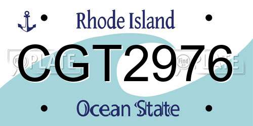 CGT2976 Rhode Island License Plate