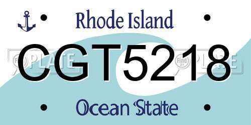 CGT5218 Rhode Island License Plate