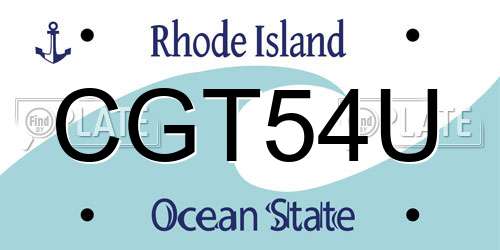 CGT54U Rhode Island License Plate