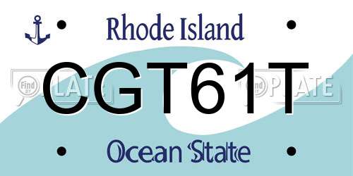 CGT61T Rhode Island License Plate