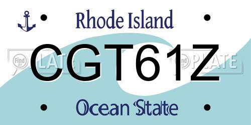 CGT61Z Rhode Island License Plate