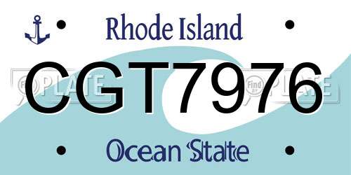 CGT7976 Rhode Island License Plate
