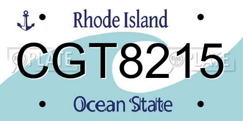 CGT8215 Rhode Island License Plate
