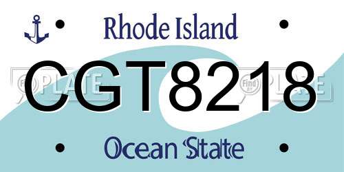 CGT8218 Rhode Island License Plate