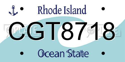 CGT8718 Rhode Island License Plate