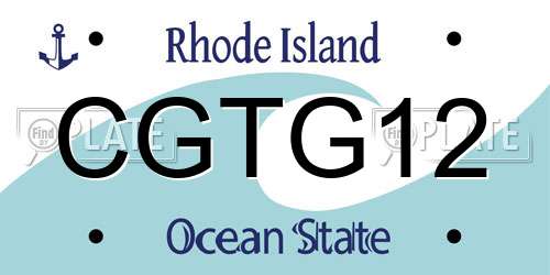 CGTG12 Rhode Island License Plate