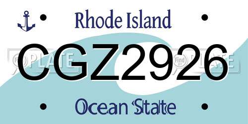 CGZ2926 Rhode Island License Plate