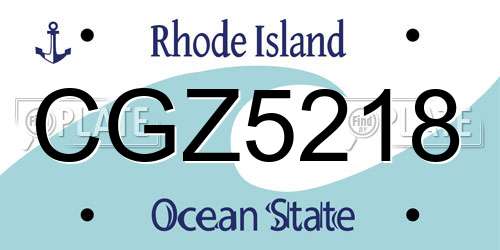 CGZ5218 Rhode Island License Plate