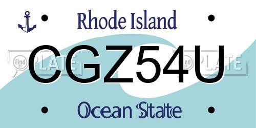 CGZ54U Rhode Island License Plate