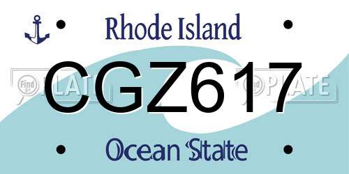CGZ617 Rhode Island License Plate