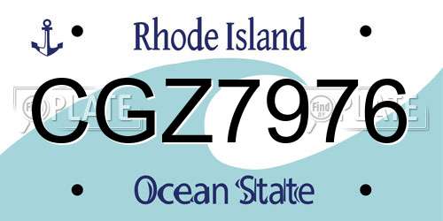CGZ7976 Rhode Island License Plate