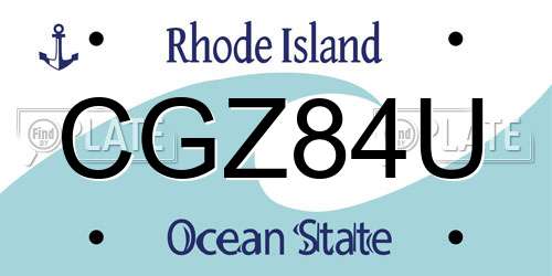 CGZ84U Rhode Island License Plate