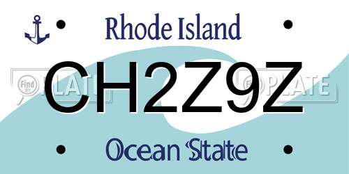 CH2Z9Z Rhode Island License Plate