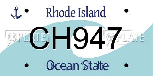CH947 Rhode Island License Plate