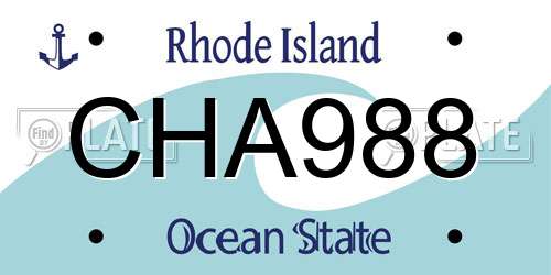 CHA988 Rhode Island License Plate