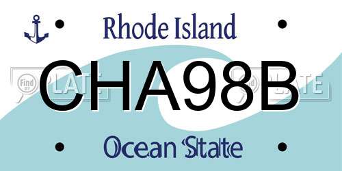 CHA98B Rhode Island License Plate