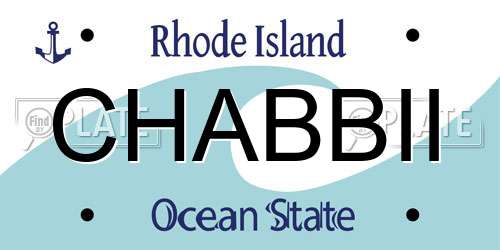 CHABBII Rhode Island License Plate