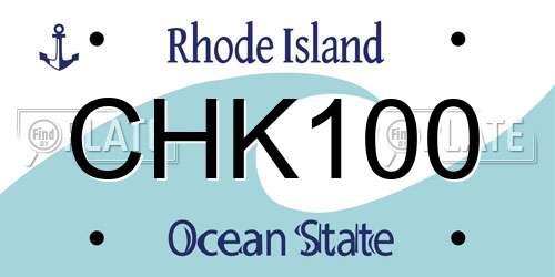 CHK100 Rhode Island License Plate
