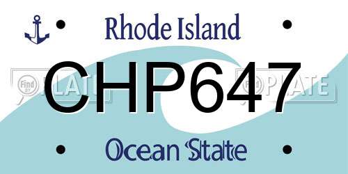 CHP647 Rhode Island License Plate