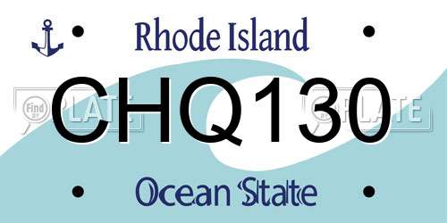 CHQ130 Rhode Island License Plate