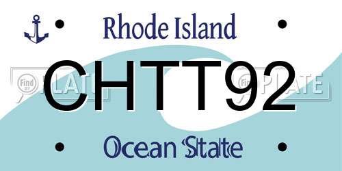CHTT92 Rhode Island License Plate
