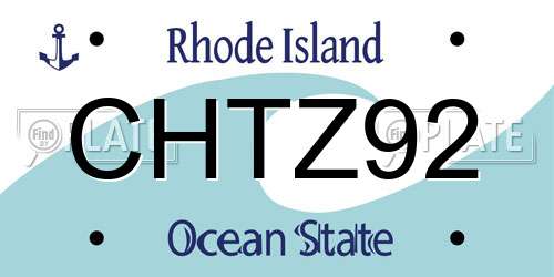 CHTZ92 Rhode Island License Plate