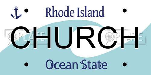 CHURCH Rhode Island License Plate
