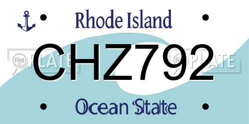 CHZ792 Rhode Island License Plate