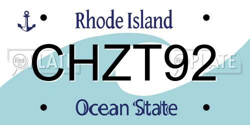 CHZT92 Rhode Island License Plate
