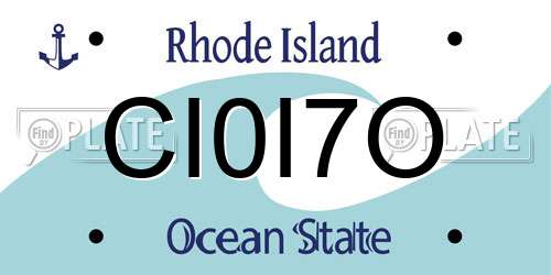 CI0I7O Rhode Island License Plate