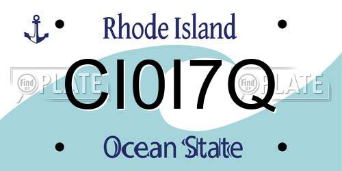 CI0I7Q Rhode Island License Plate