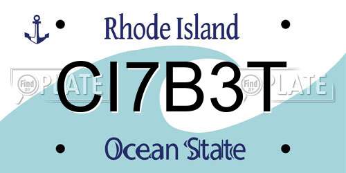 CI7B3T Rhode Island License Plate