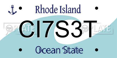CI7S3T Rhode Island License Plate