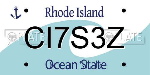 CI7S3Z Rhode Island License Plate