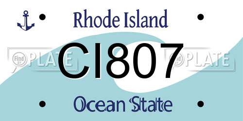 CI807 Rhode Island License Plate