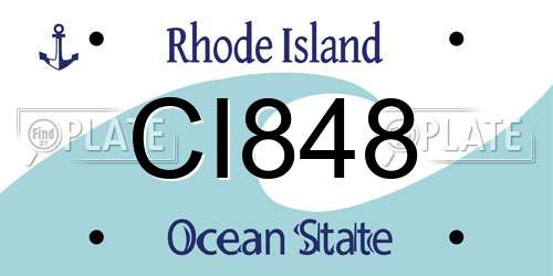 CI848 Rhode Island License Plate